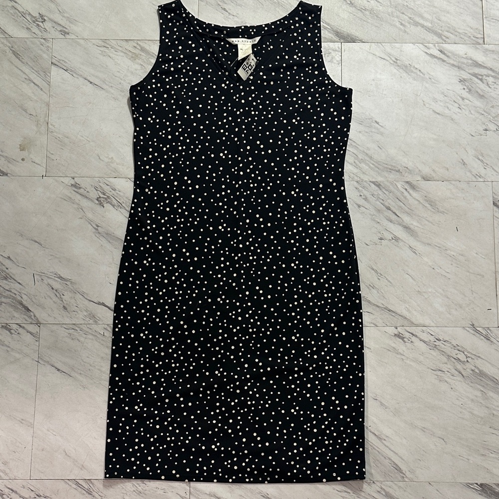 Max Studio Black and White Polka Dot Midi Dress